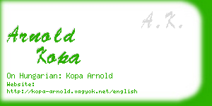 arnold kopa business card